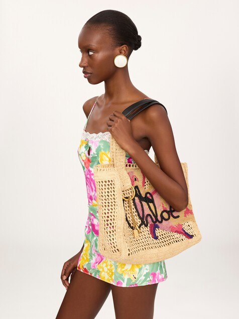 Bolso tote Summer Banana East-West de rafia