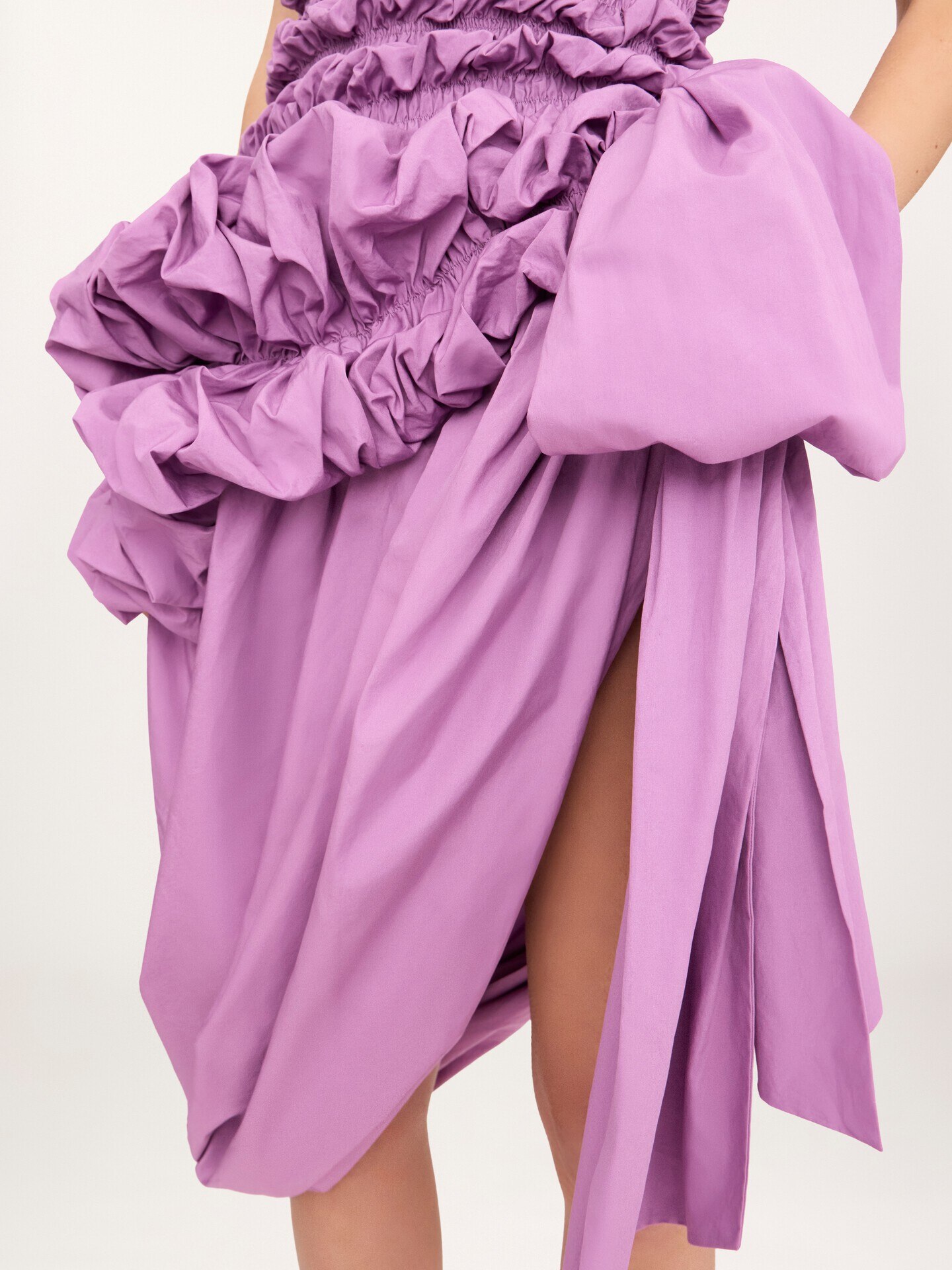 Ruched bustier midi dress in cotton poplin - 7