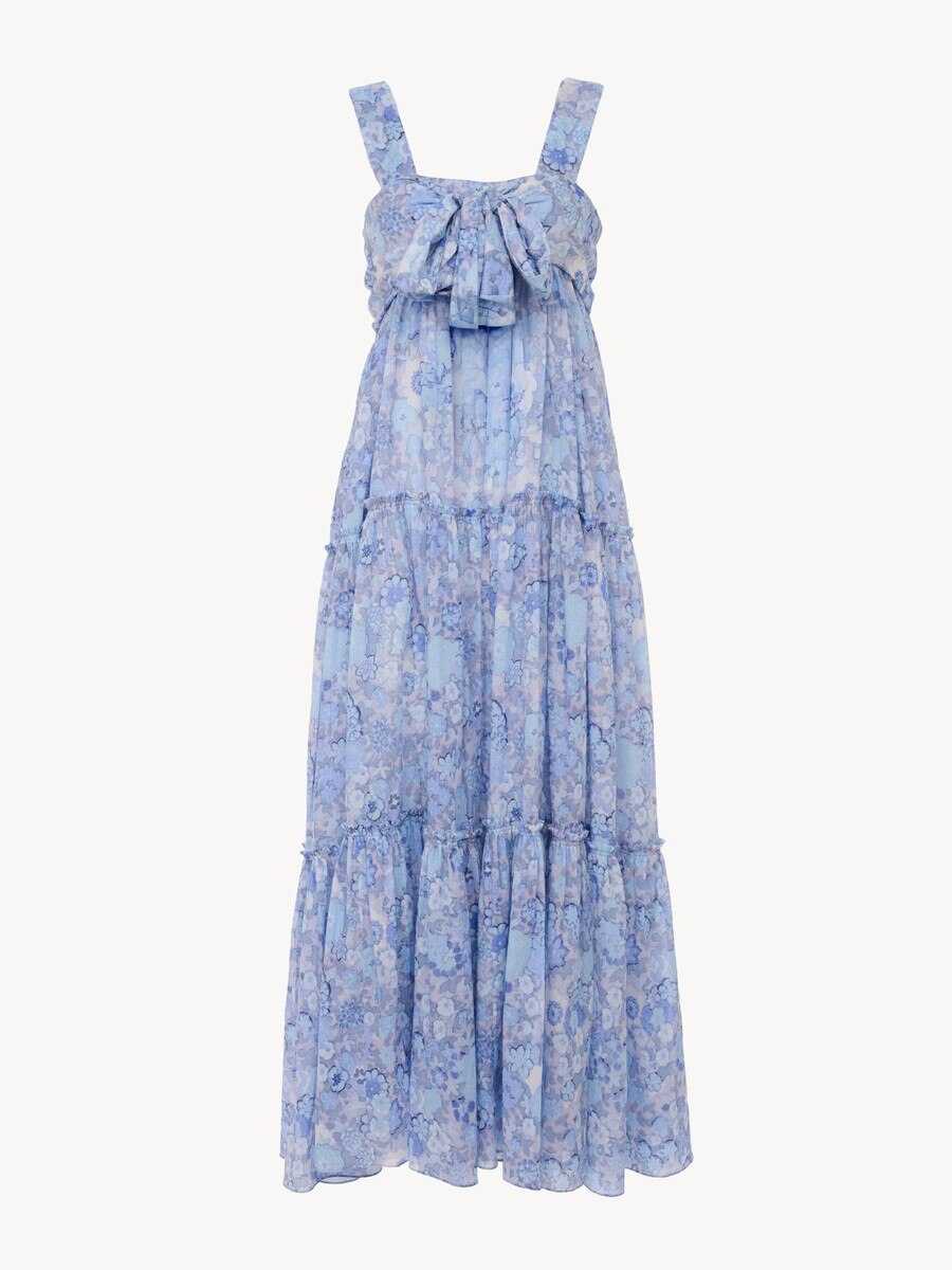 Tiered long dress in cotton voile - 2