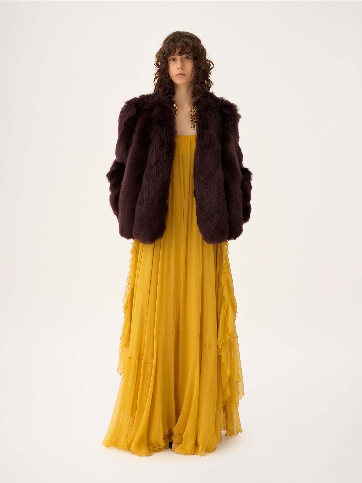 Oversized short coat in shearling - 3