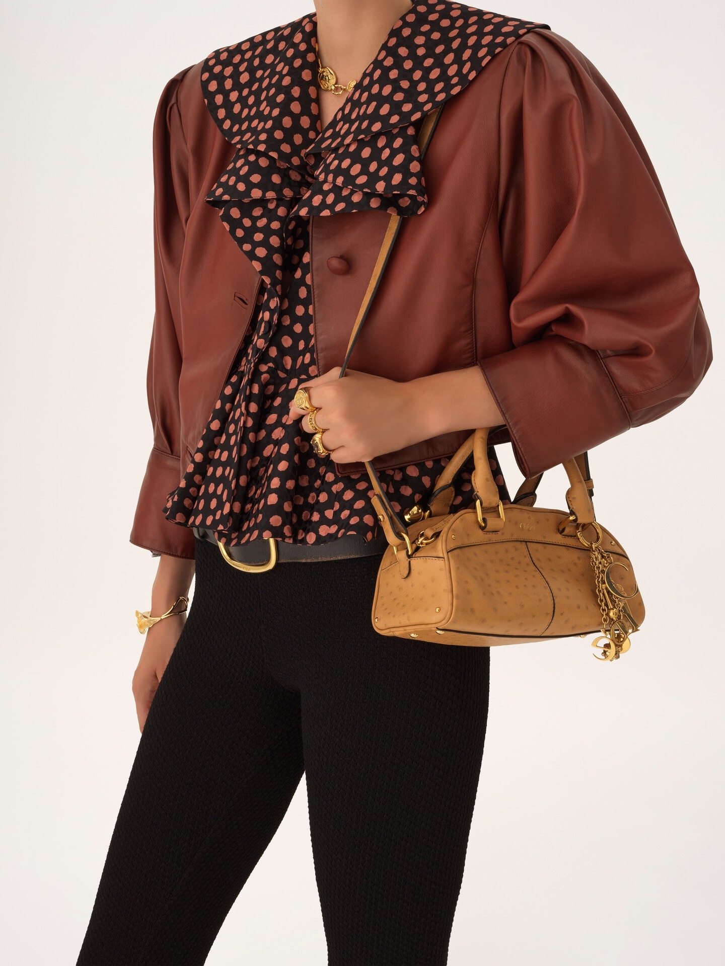 Small Chloé bowling bag in ostrich-effect leather - 3