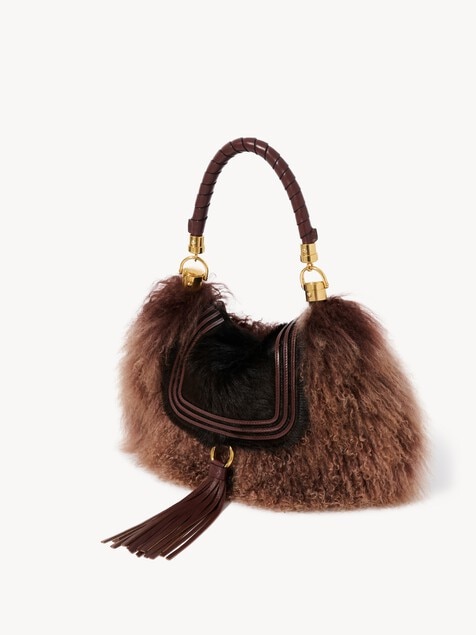 Small Marcie Foulard hobo bag in pony leather & shearling
