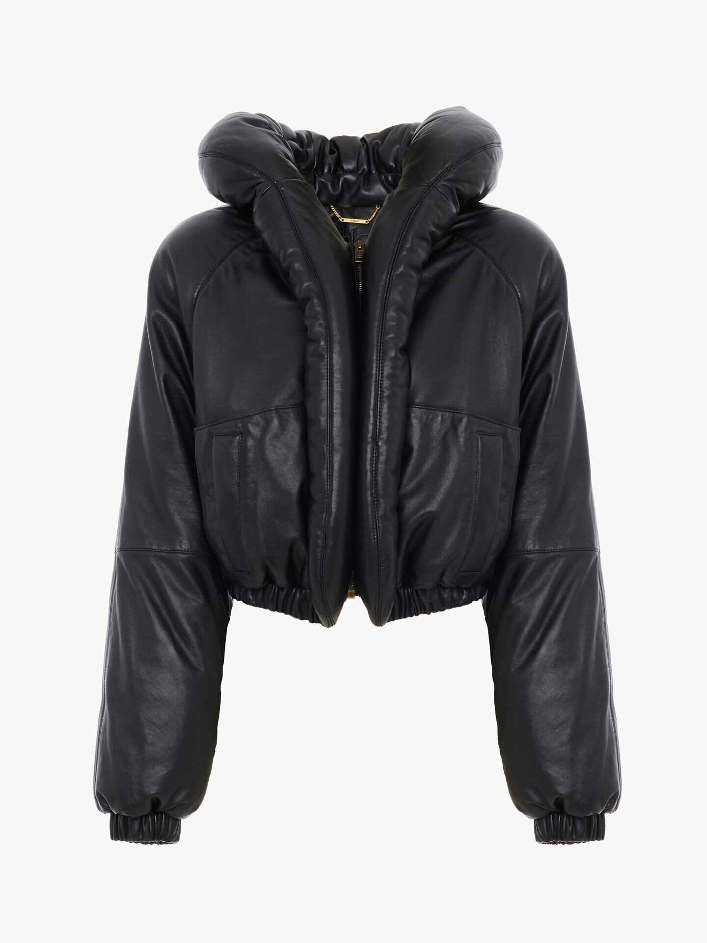 Short puffer jacket in leather - 1