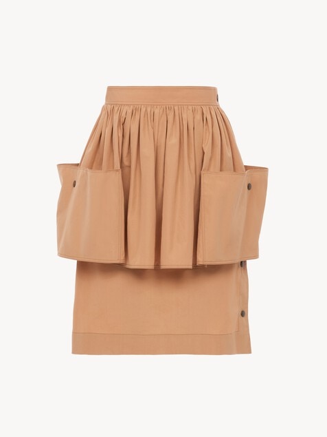 Falda de capas hasta la rodilla de popelina de algod&oacute;n