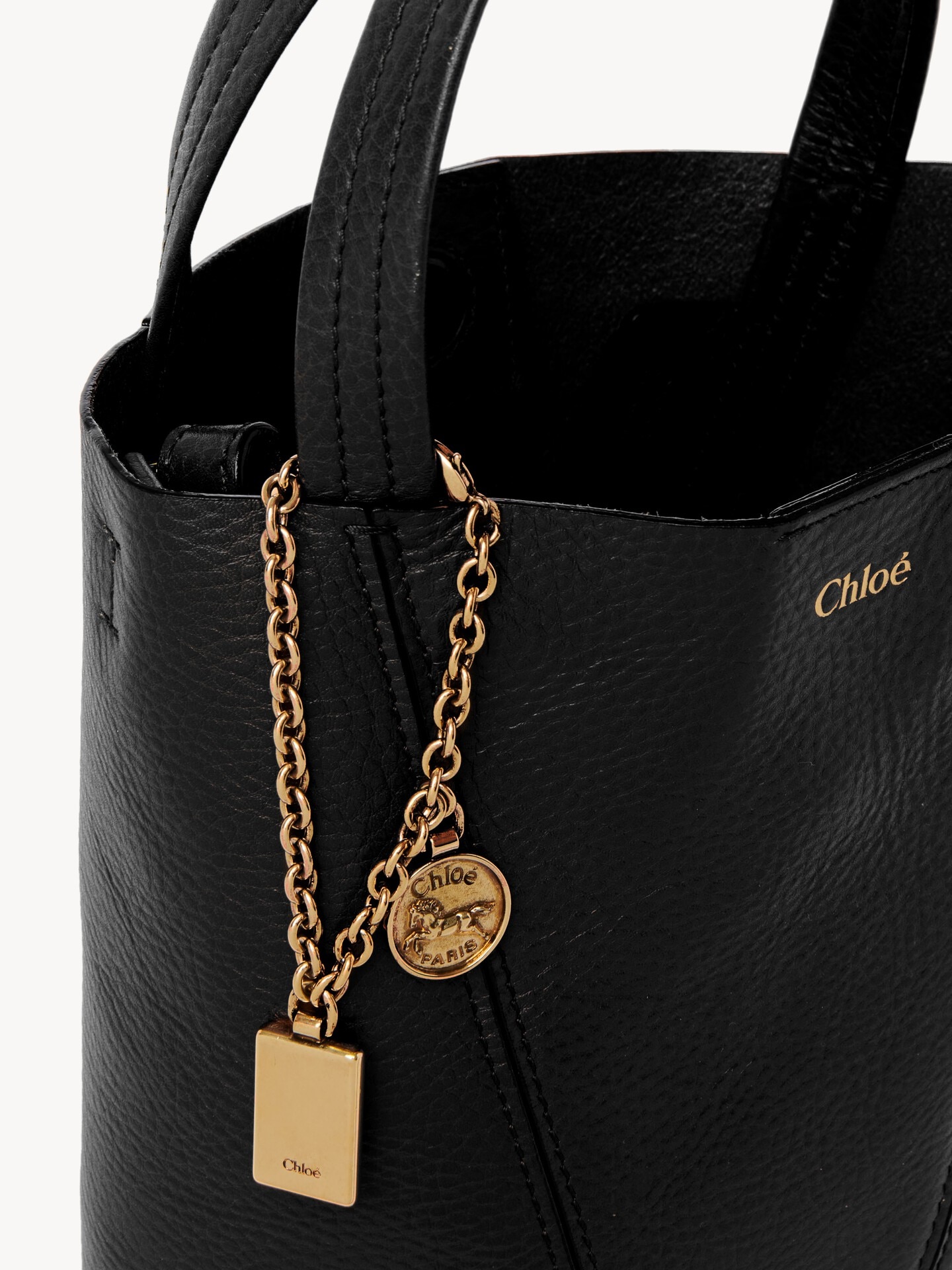 Small Chloé Spin tote bag in grained leather - 6