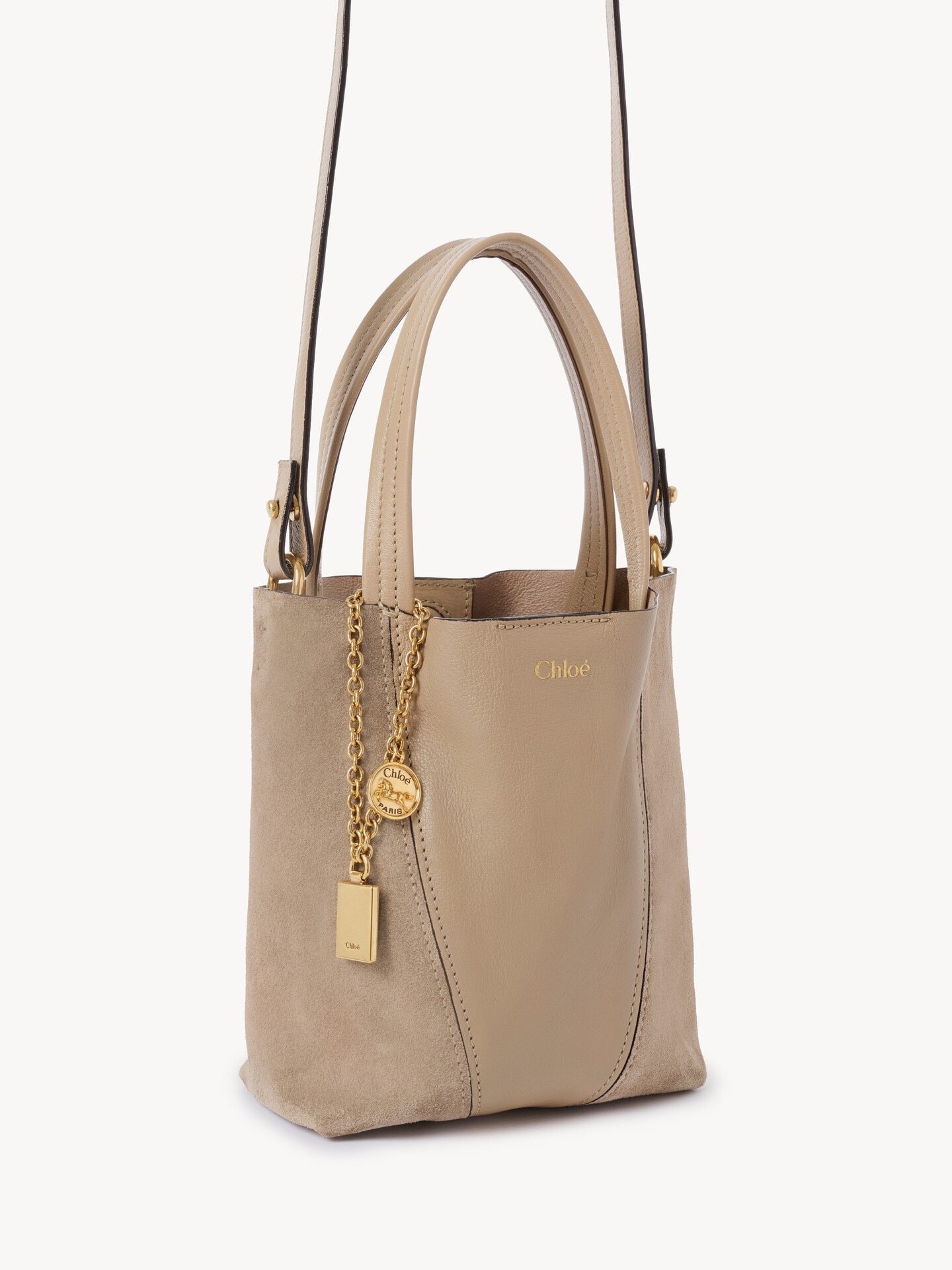Small Chlo&eacute; Spin tote bag in grained and suede leather - 5
