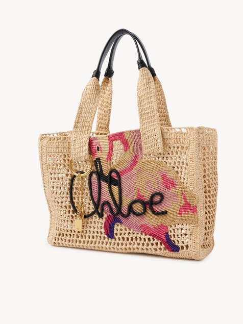Summer Banana east-west tote bag in raffia