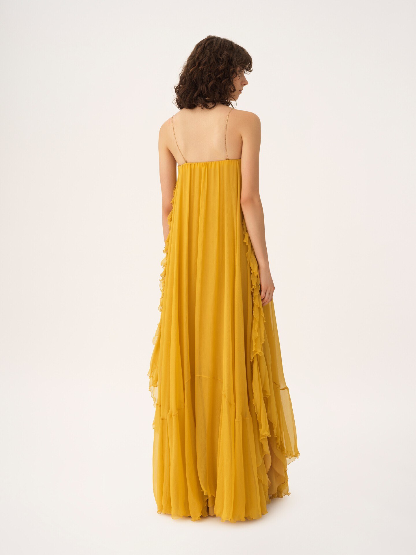 Sleeveless long dress in silk mousseline - 6