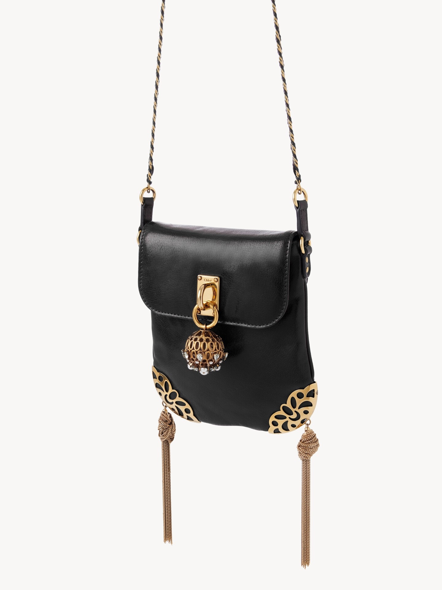 Château Treasures chain flap bag in grained leather - 4
