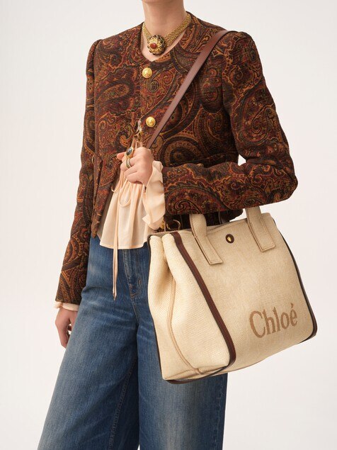Chloé Carry tote bag in raffia-effect fibres
