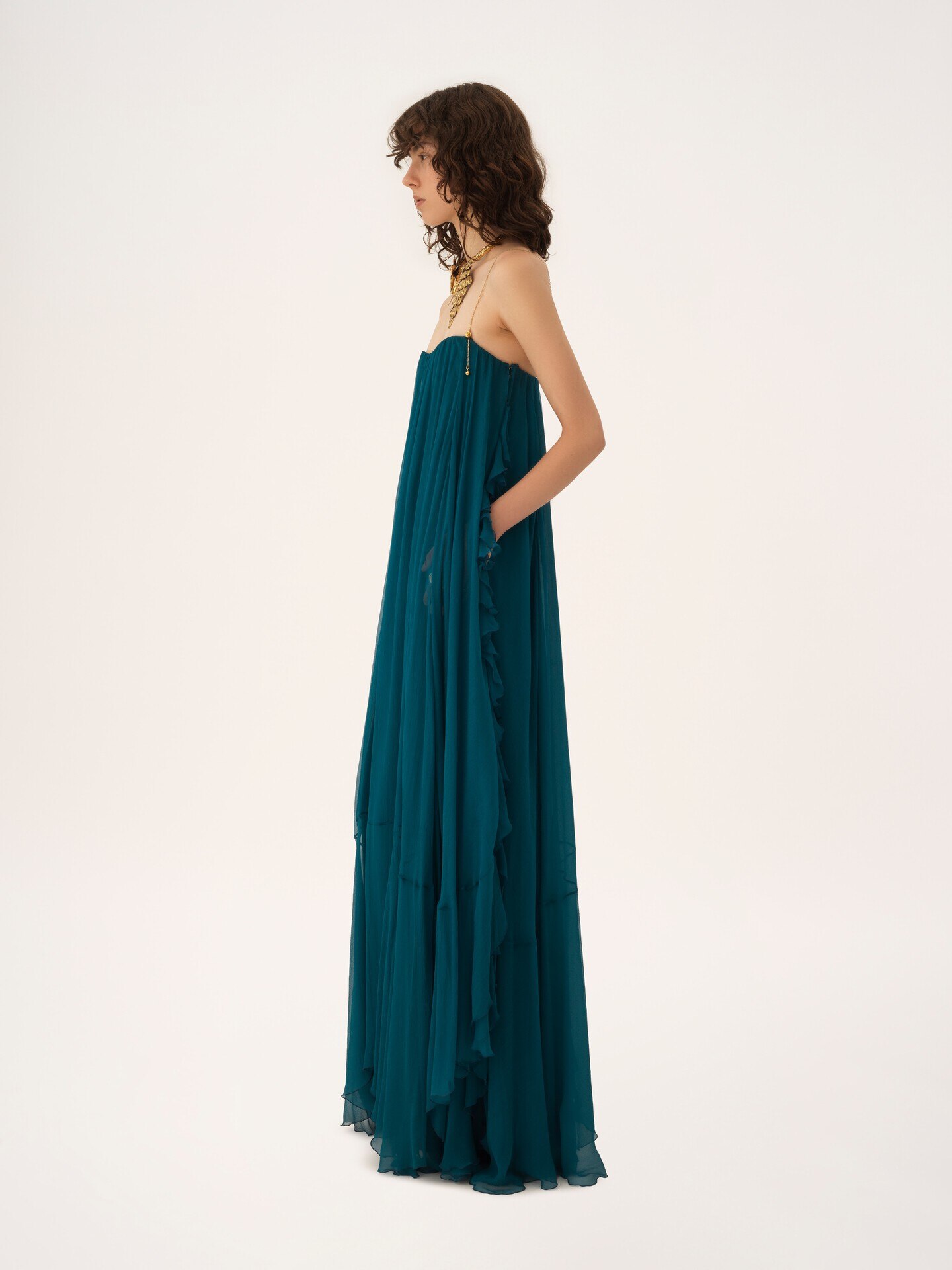Vestido largo sin mangas de muselina de seda - 6