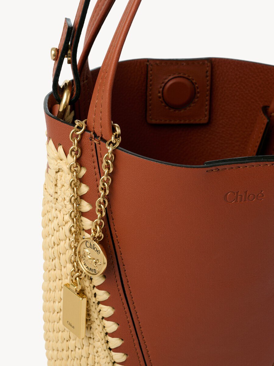 Bolso tote Chlo&eacute; Spin peque&ntilde;o de efecto rafia y cuero - 6
