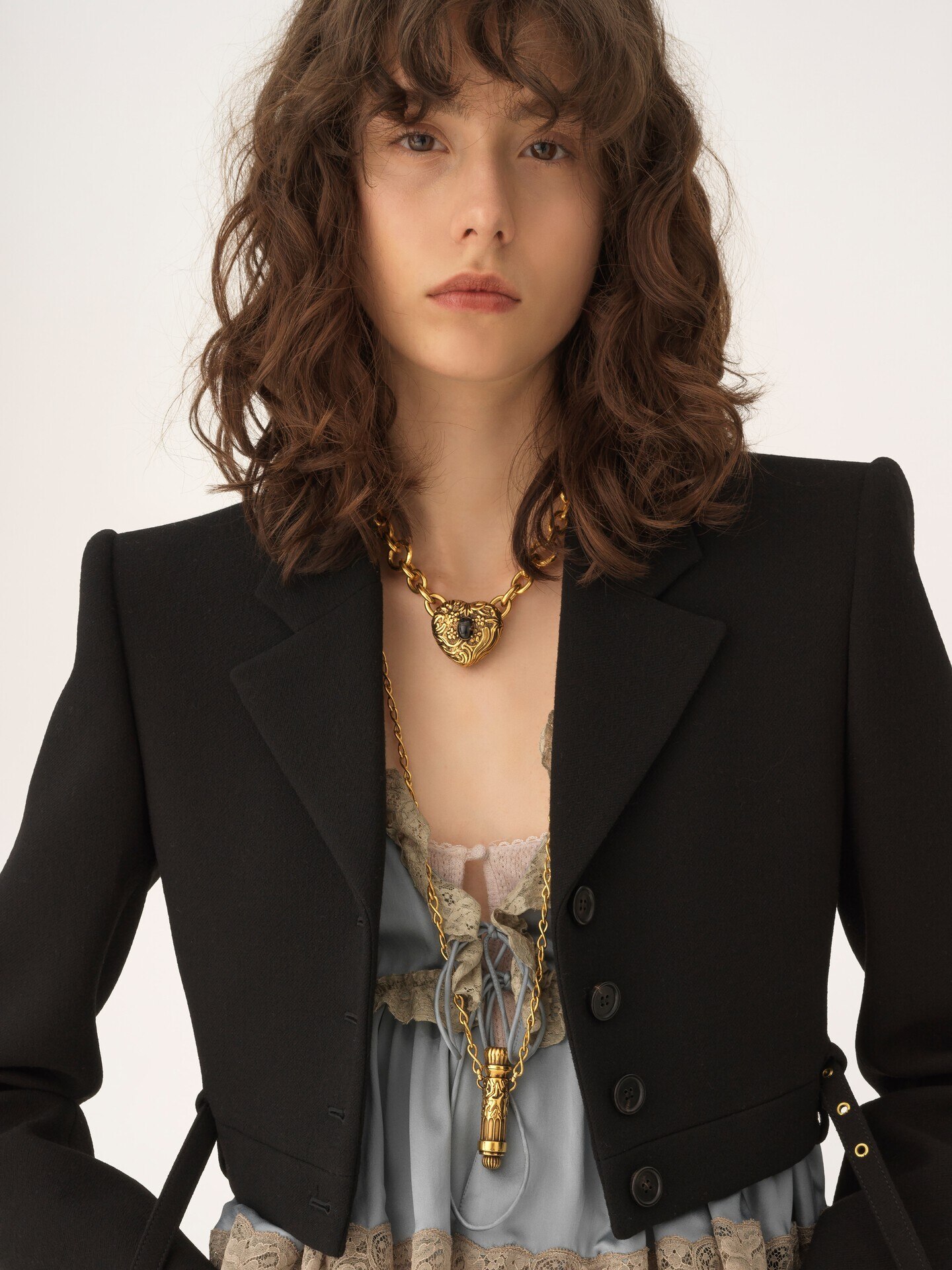 Cropped Spencer jacket in wool cr&ecirc;pe - 7