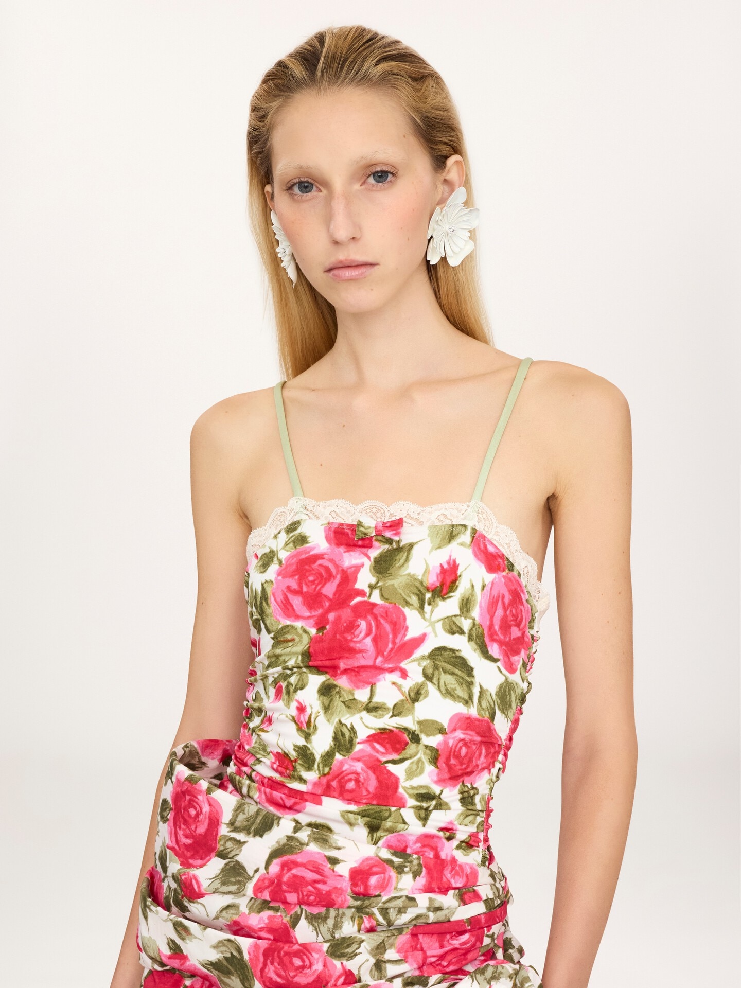 Ruched rose-print bodysuit - 6