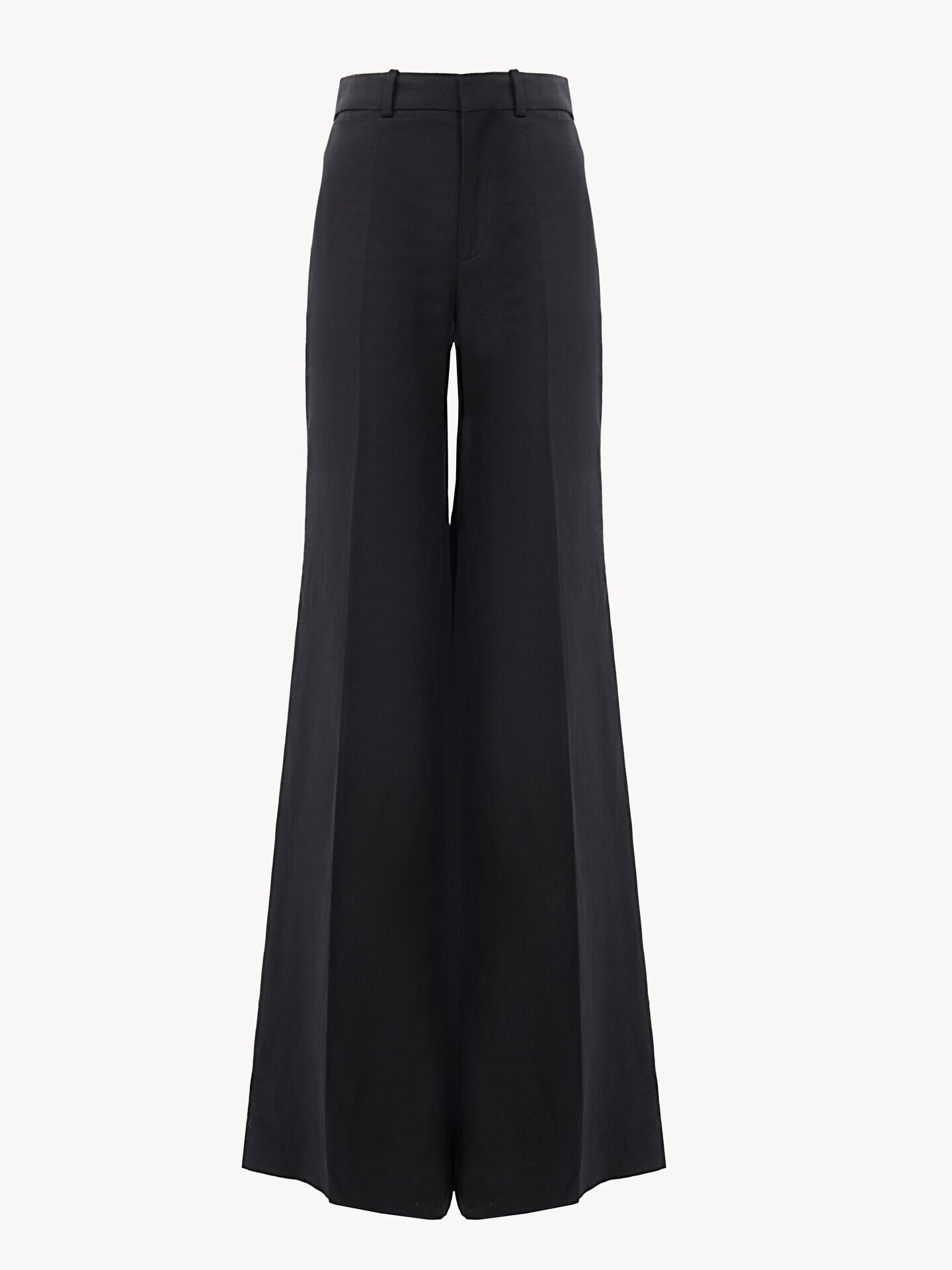 Flared high-rise trousers in linen cr&ecirc;pe - 2