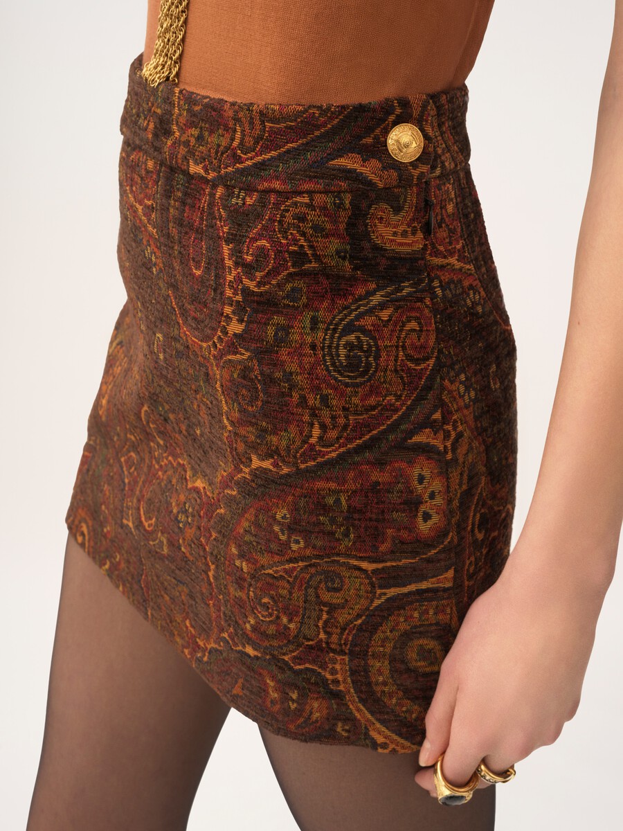 Straight mini skirt in tapestry jacquard - 6