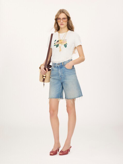 High-rise shorts in denim