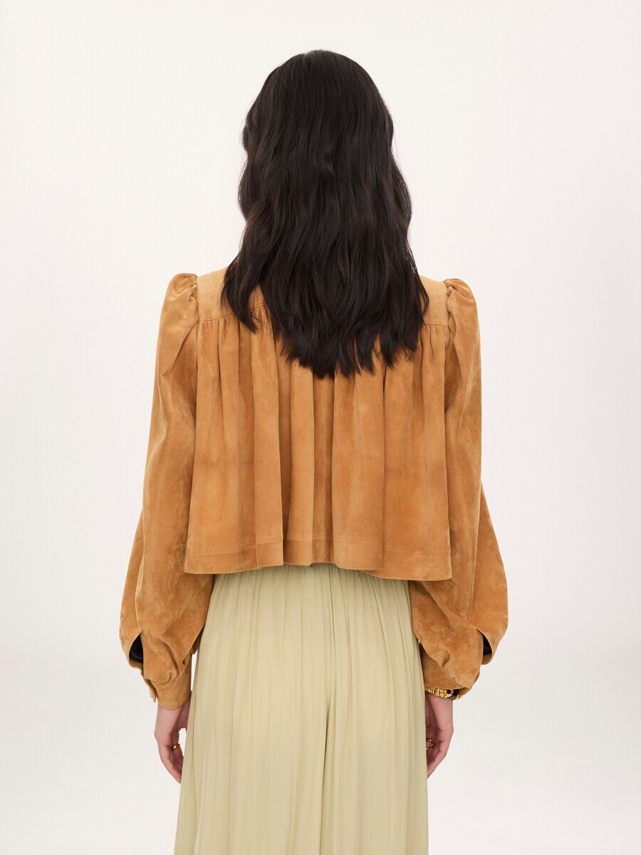 Gathered boule jacket in suede leather - 7