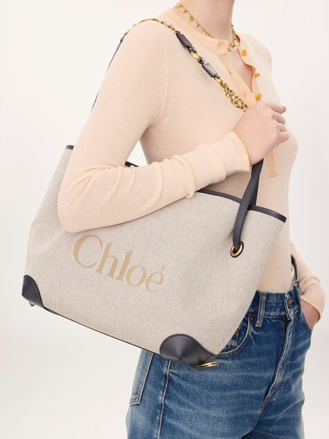 Bolso de doble asa Chlo&eacute; Clover de lona
