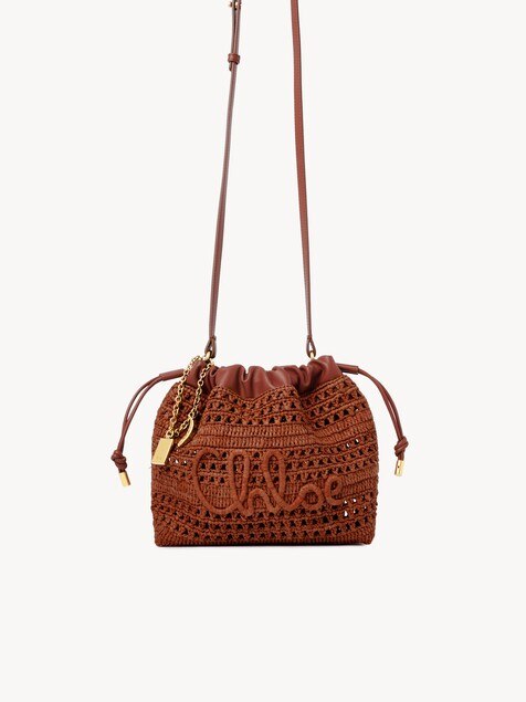 Minibolso de hombro con cord&oacute;n Summer Banana de rafia