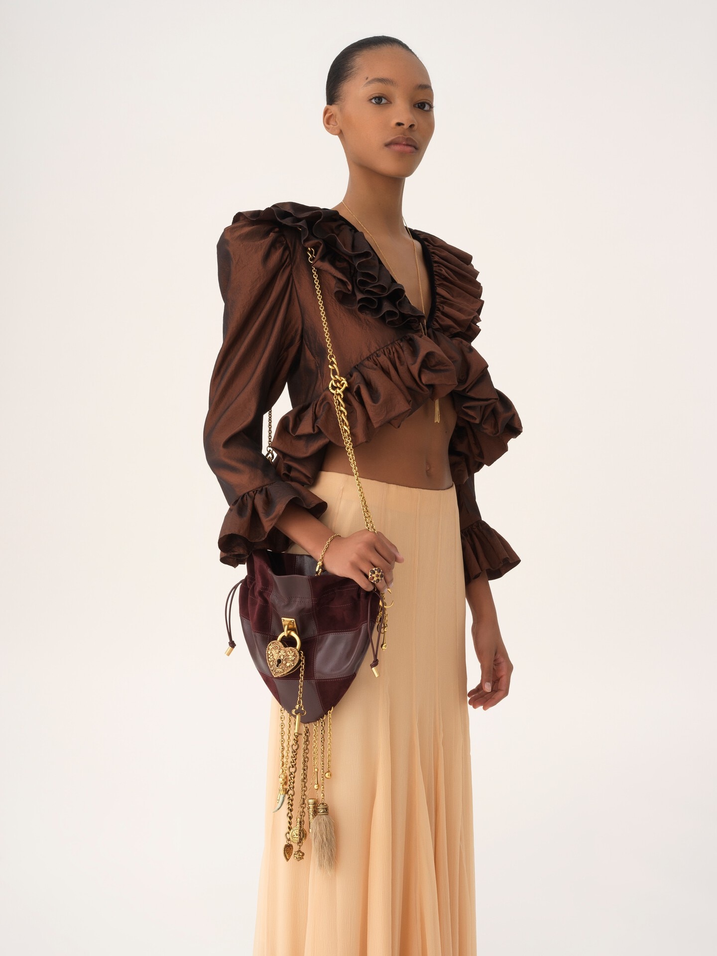 Fluid maxi skirt in silk mousseline - 9