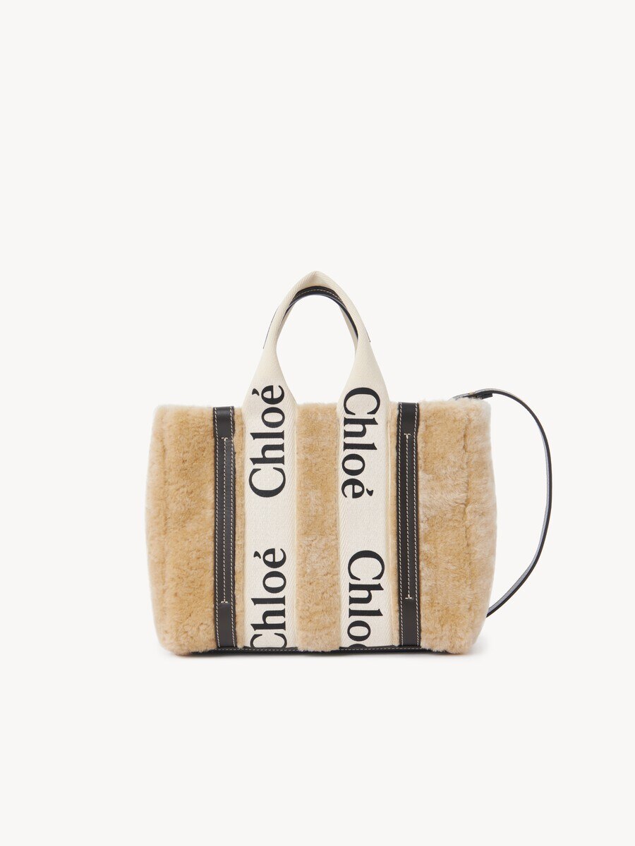 Small Woody tote bag in shearling - 2