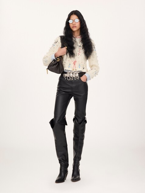 Cropped fitted cardigan in a wool knit