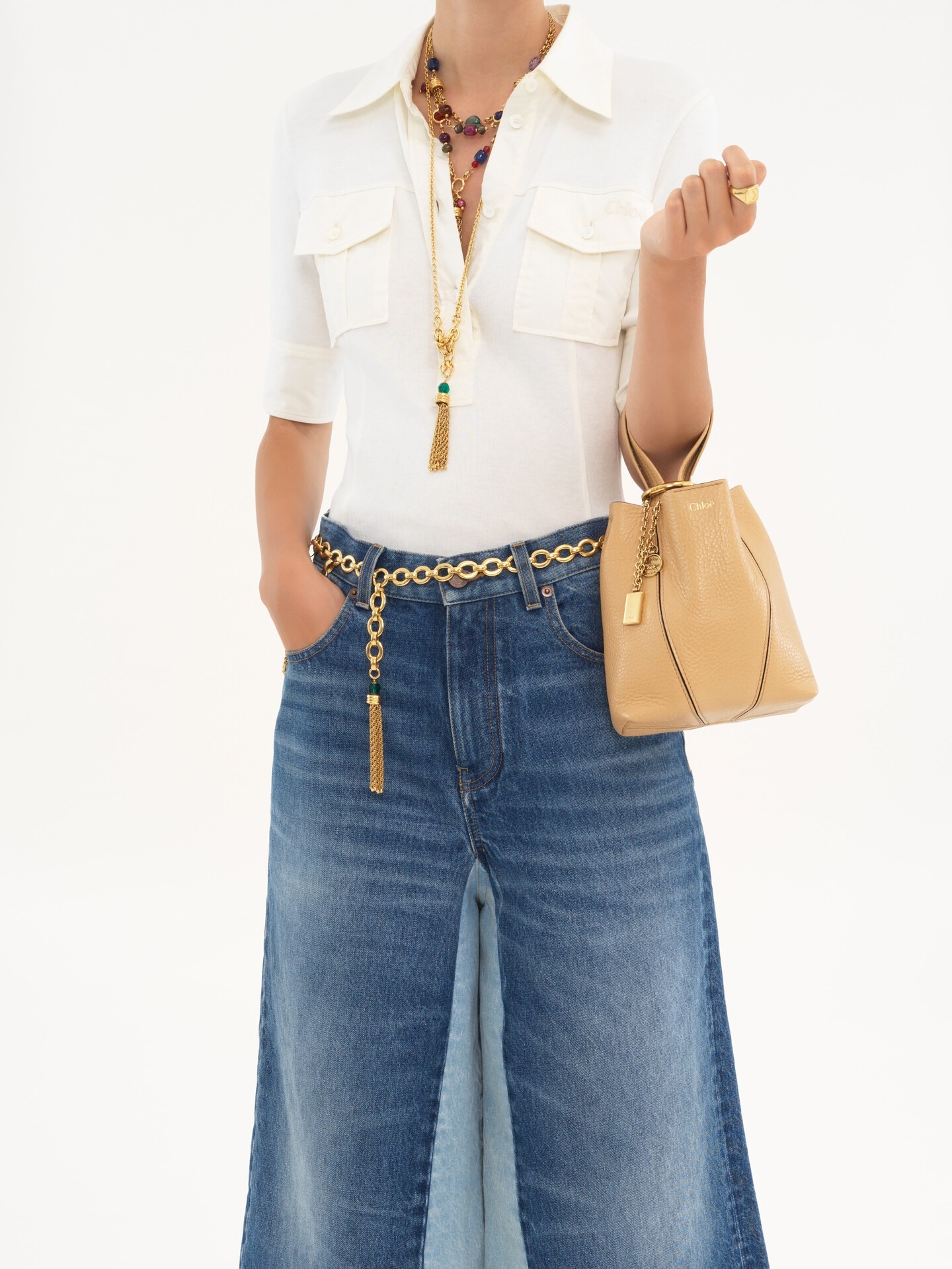 Bolso tote peque&ntilde;o Chlo&eacute; Spin de cuero granulado - 9