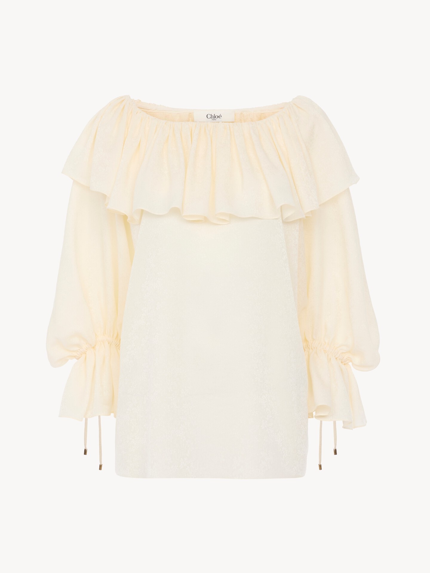 Ruffled flowy top in silk jacquard - 2
