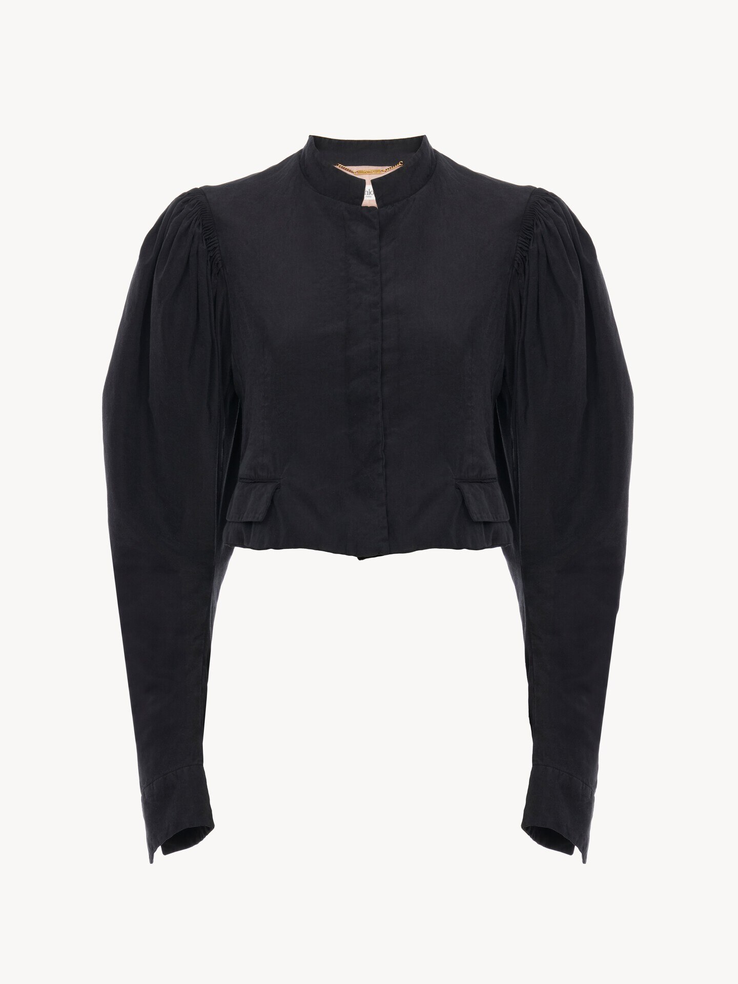 Chaqueta cropped con mangas abullonadas faya de seda - 1