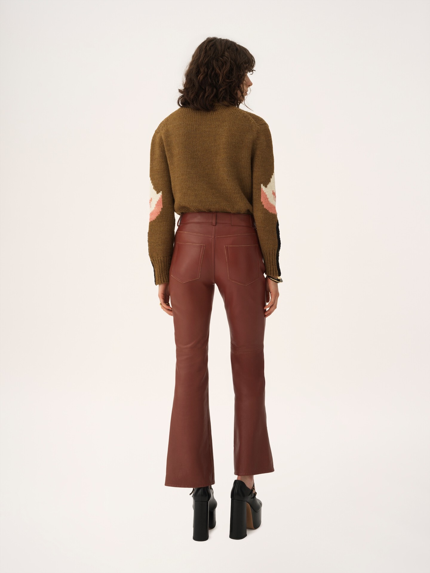 Flared trousers in leather - 5