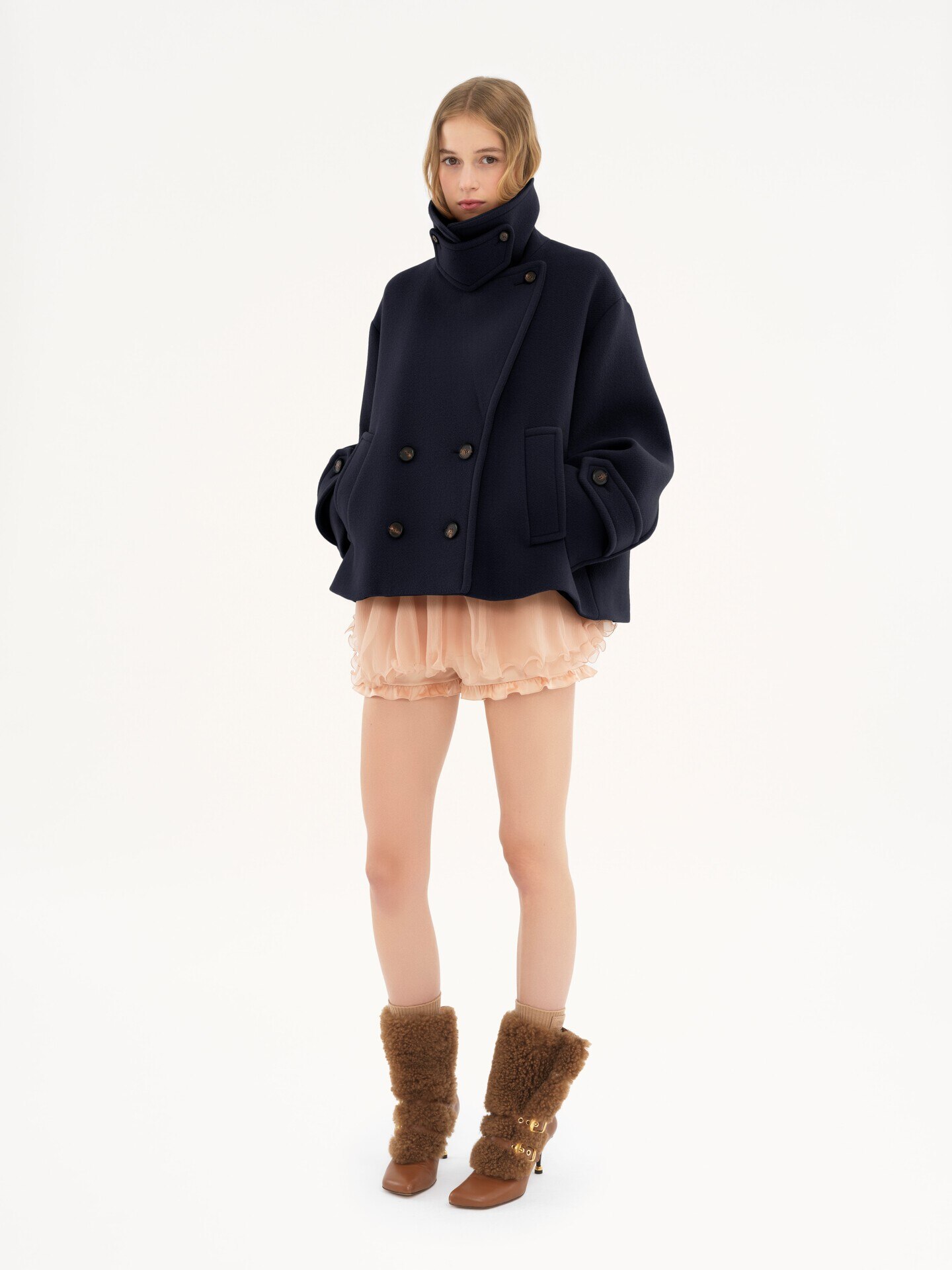 Oversized short coat in wool - 3