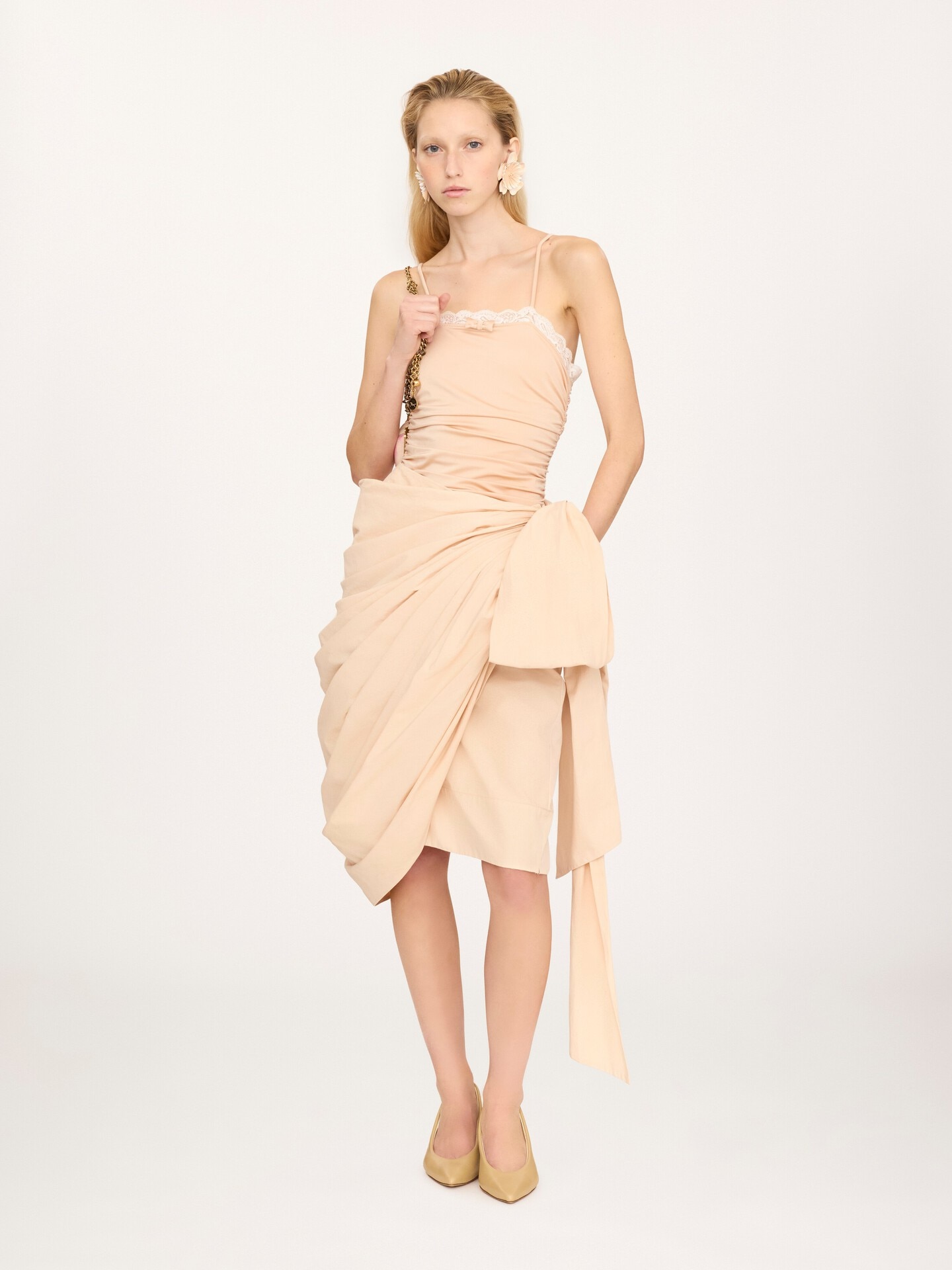 Knee-length wrap skirt in cotton poplin - 3