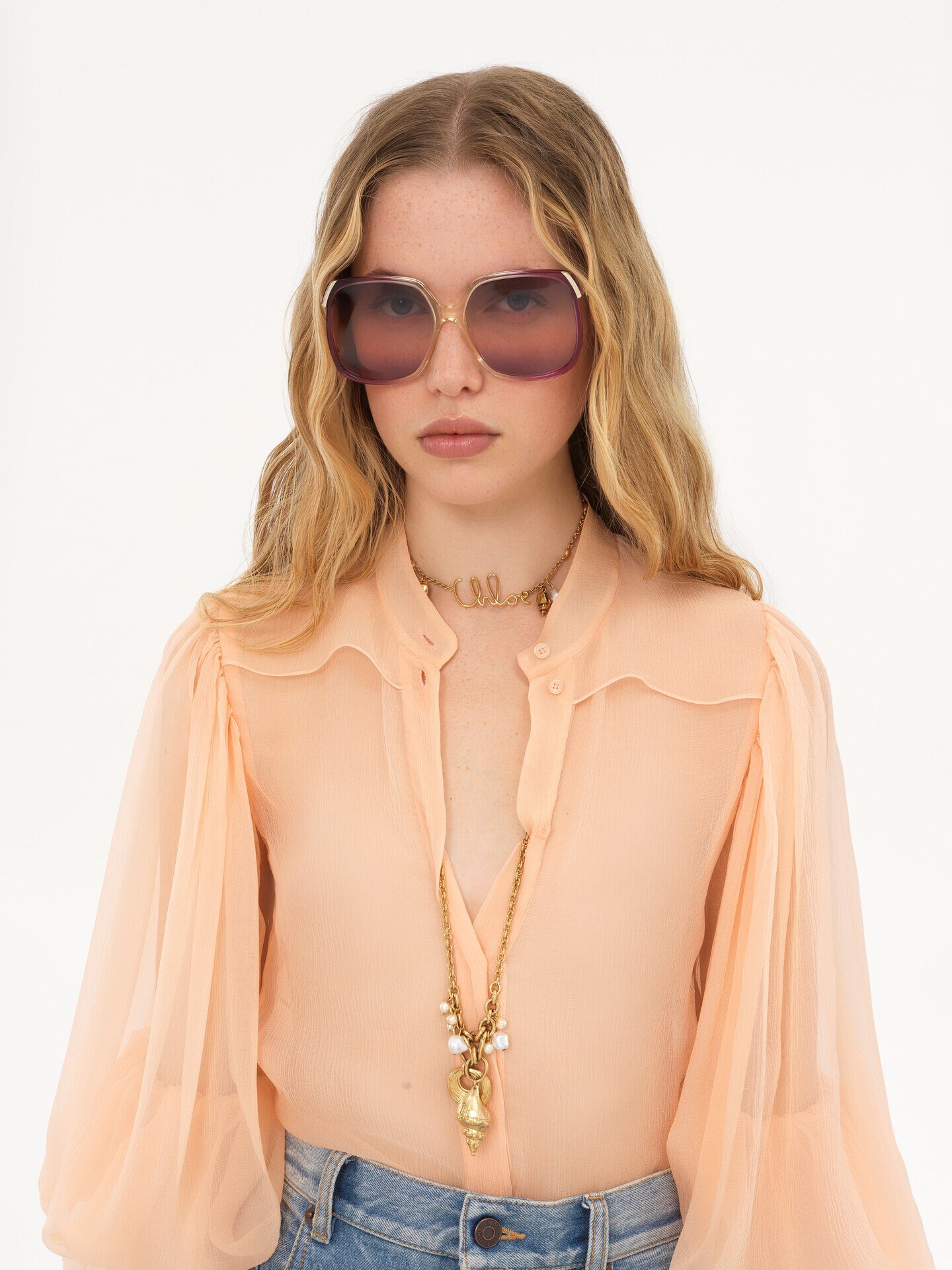 Puff-sleeve blouse in silk mousseline - 6