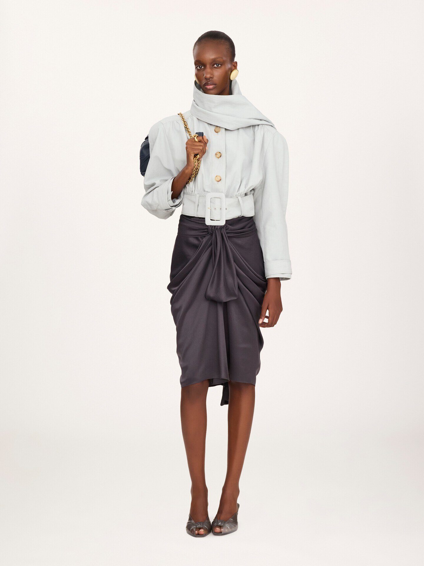 Cropped scarf jacket in a linen-cotton mix - 3
