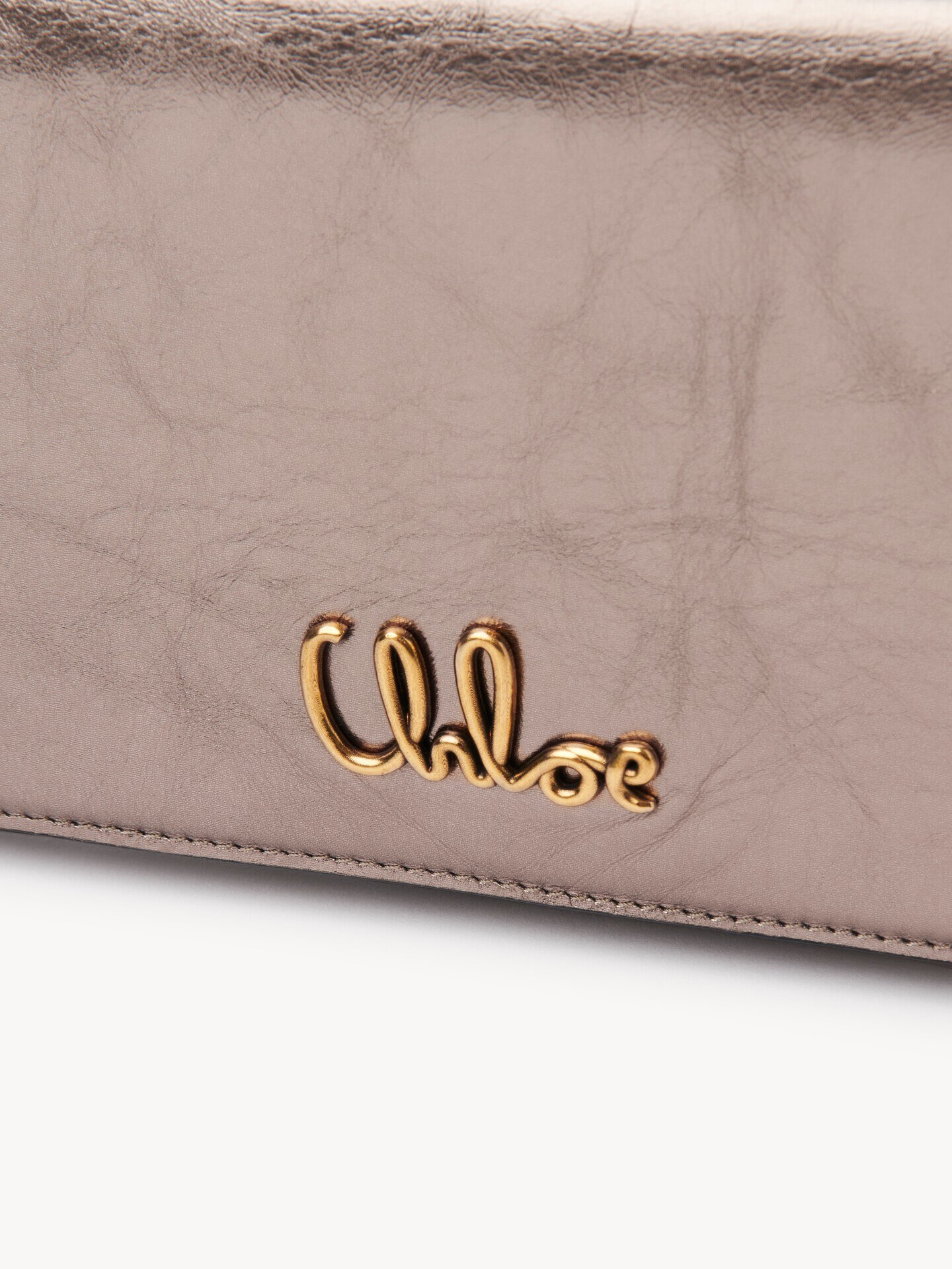 Chloé Iconic flap wallet on chain in metallised leather - 8