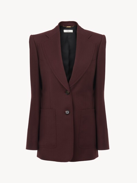 Single-breasted tailored jacket in wool gabardine