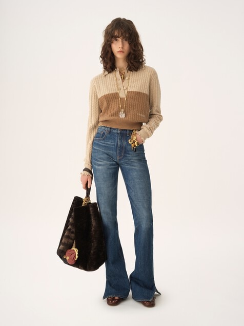 Jersey con cuello de punto de lana y cachemira