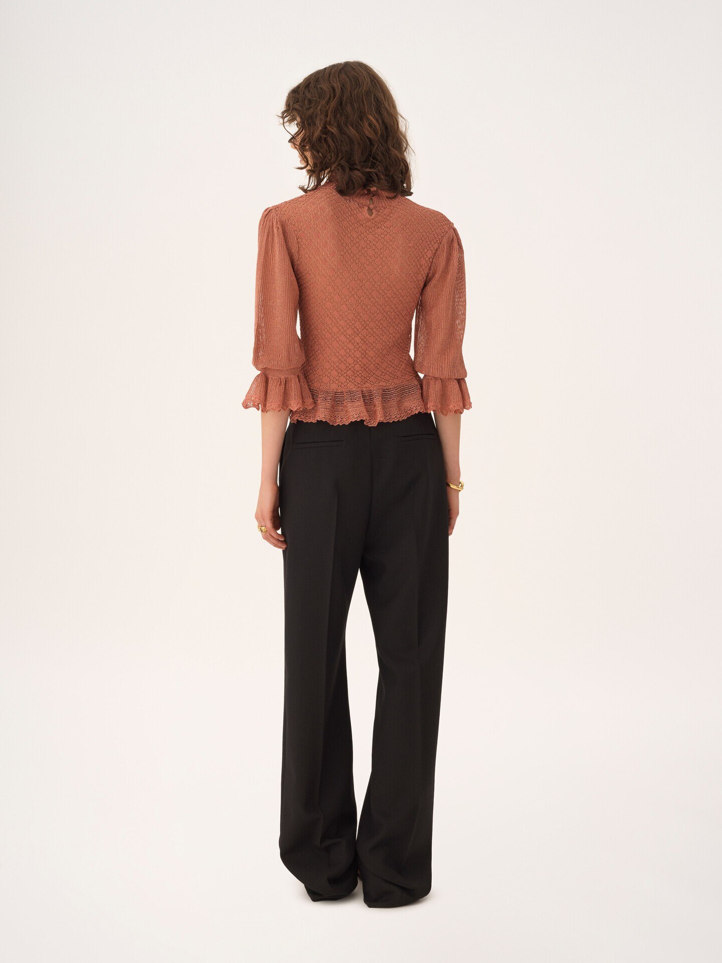 Ruffled puff-sleeve jumper in a lurex knit - 5