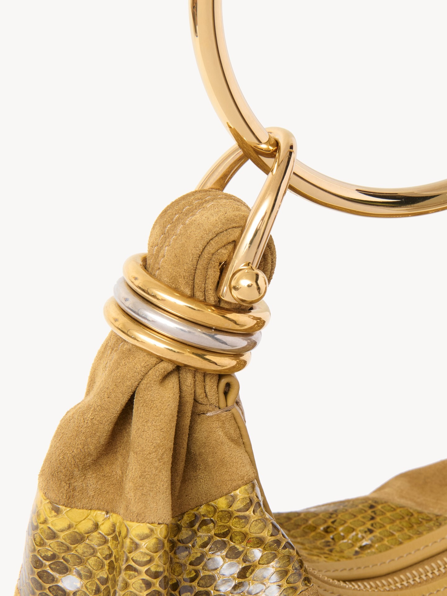 Mini Bracelet Hobo bag de ante y cuero de serpiente - 6