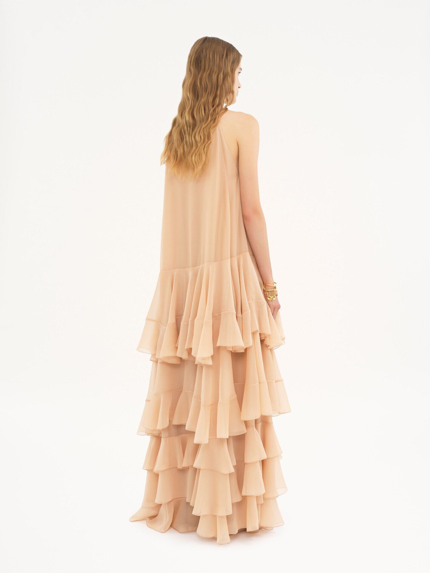 Tiered maxi dress in silk georgette - 5