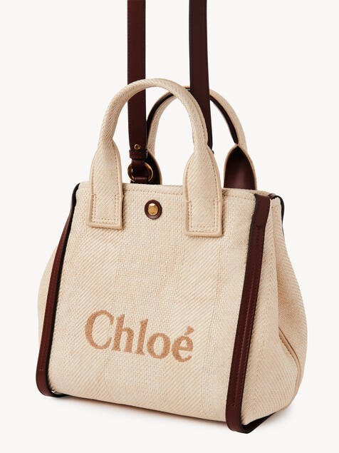 Small Chloé Carry tote bag in raffia-effect fibres
