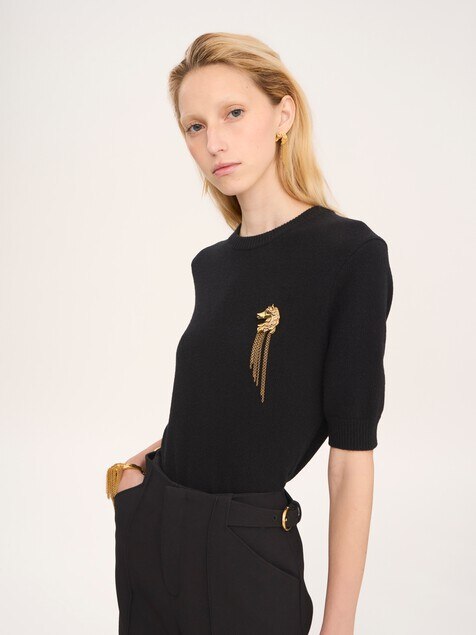 Short-sleeve jumper in a merino & cashmere wool knit
