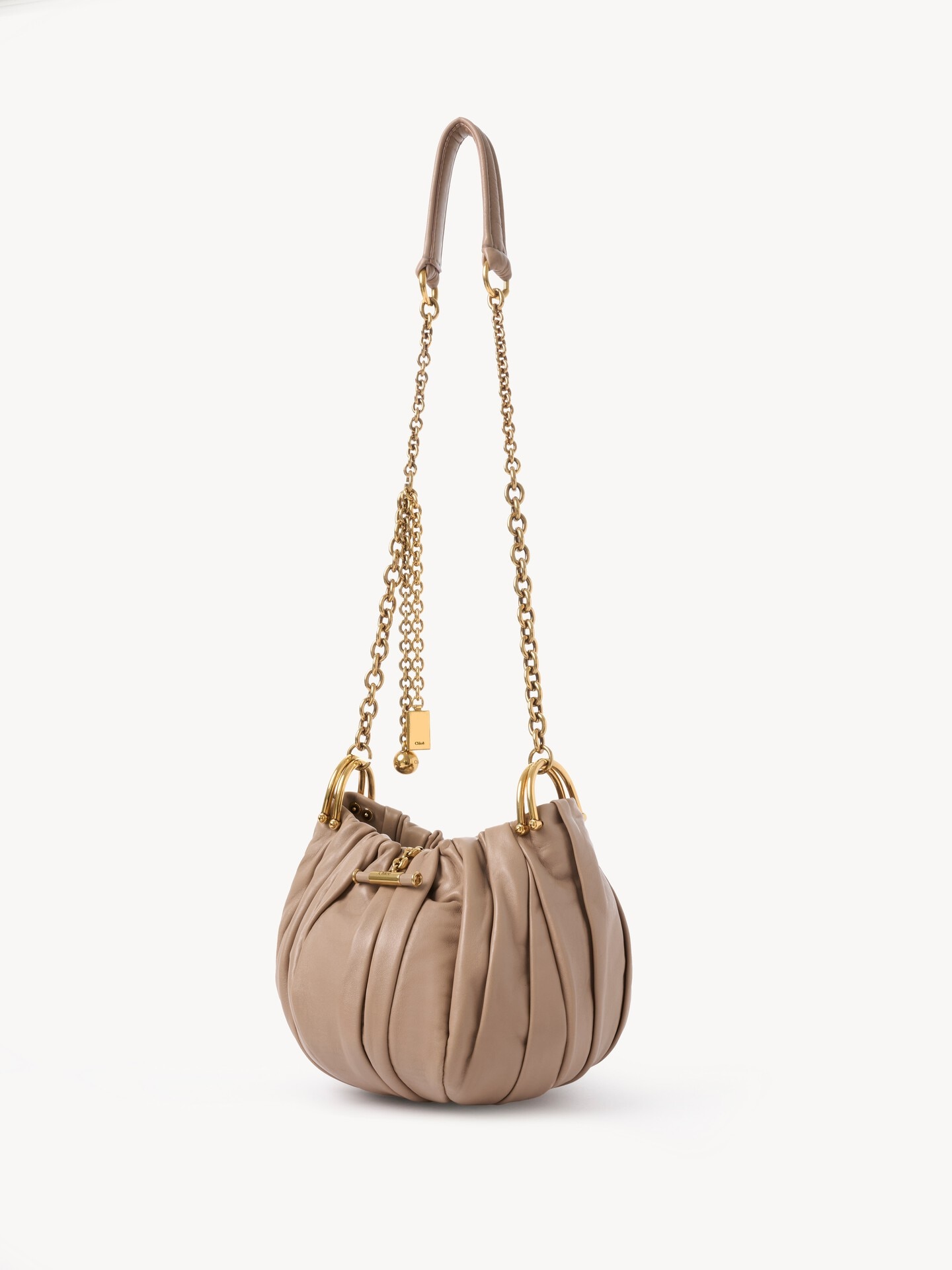 Chlo&eacute; Pliss&eacute; shoulder bag with chain in pleated leather - 4