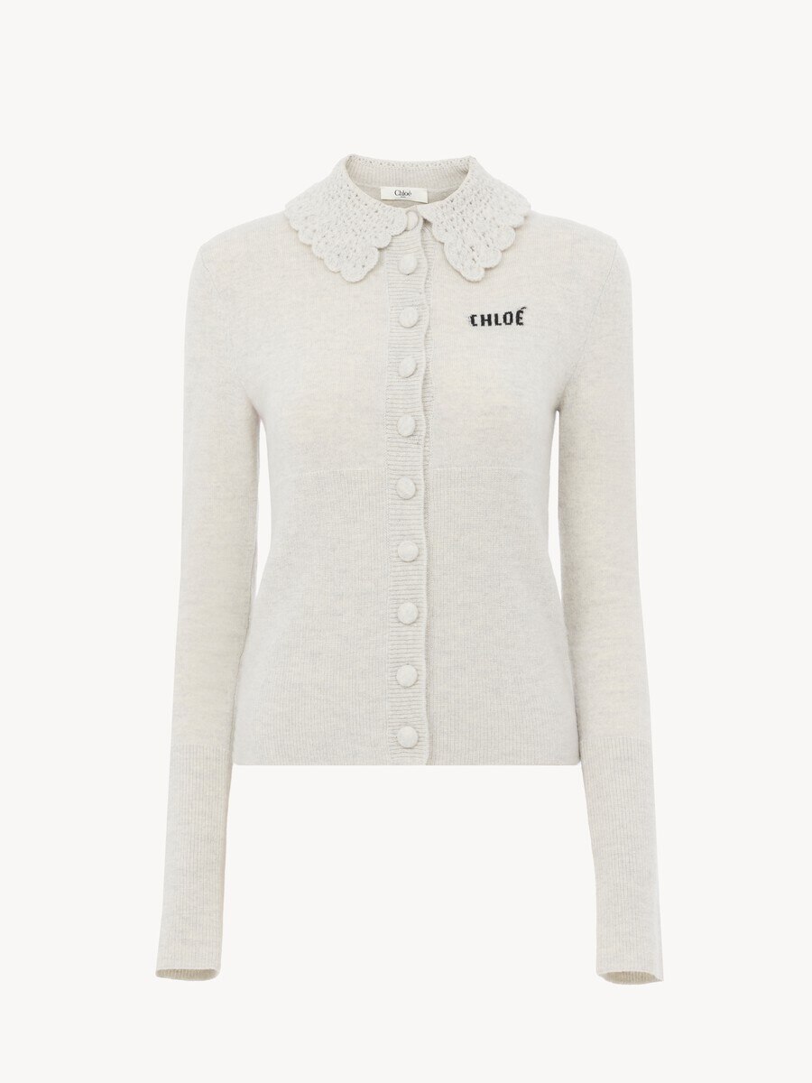 Fitted logo cardigan in a wool knit - 2