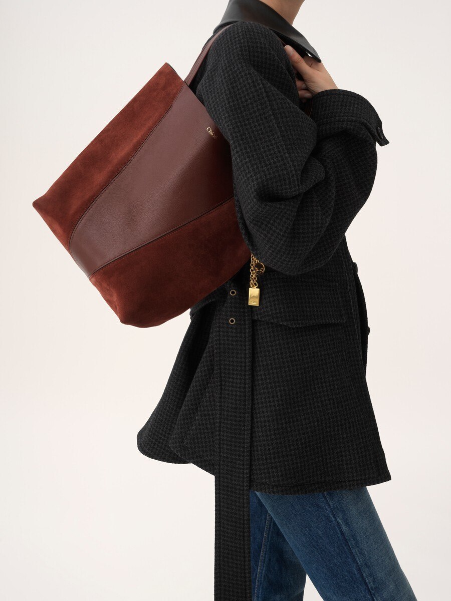 Chlo&eacute; Spin tote bag in grained & suede leather - 3