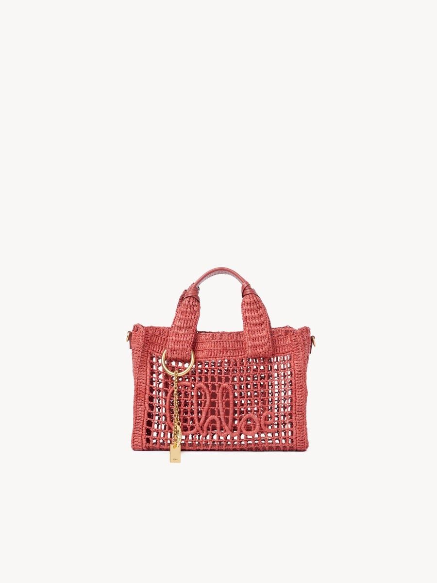 Small Summer Banana east-west tote bag with strap in raffia - 2