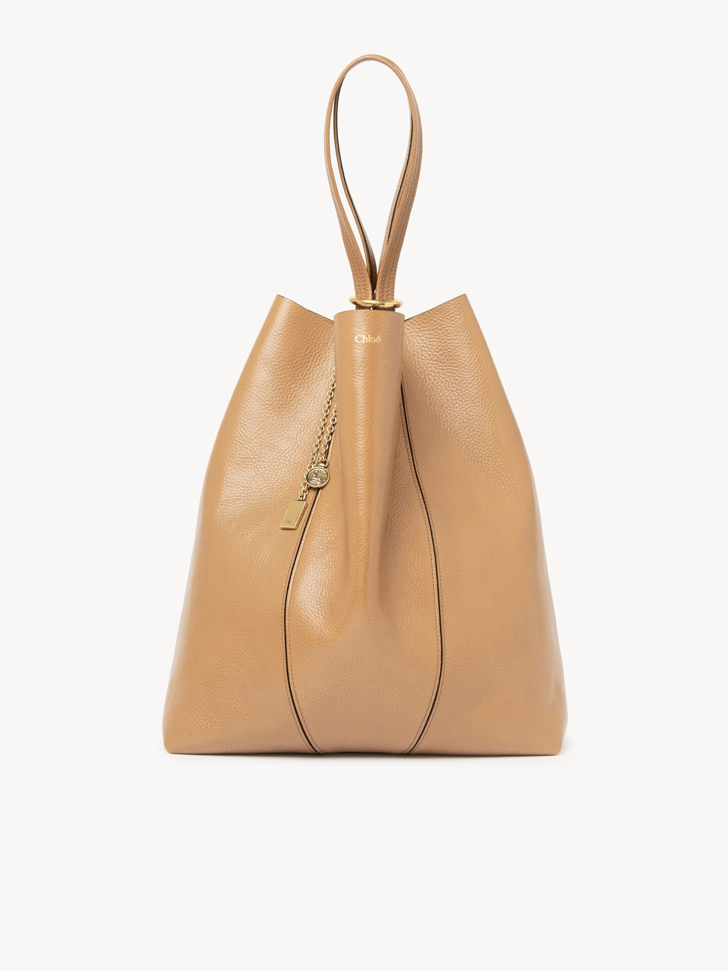 Large Chloé Spin tote bag in grained leather - 3