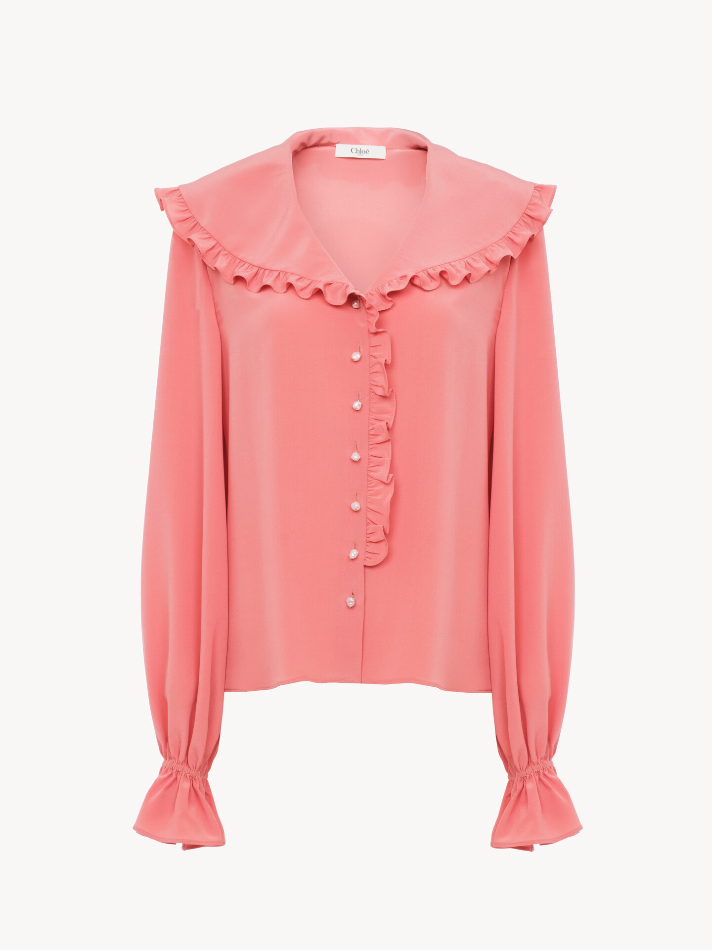 Fluid ruffle blouse in cr&ecirc;pe de chine - 2