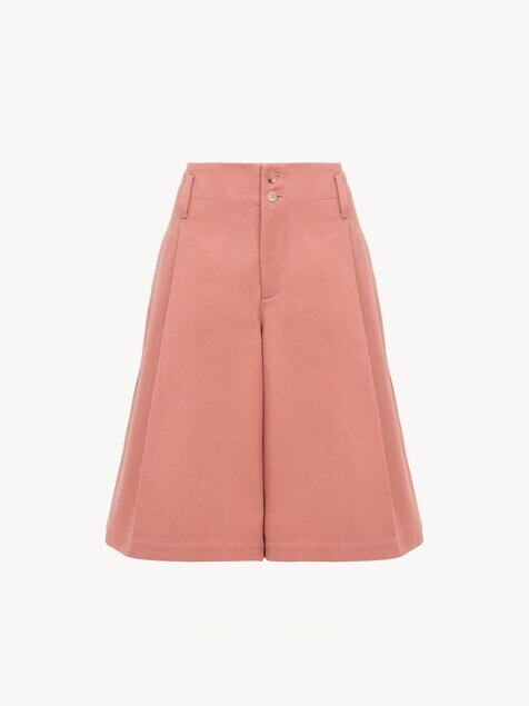 High-rise wide-leg bermuda shorts in cotton